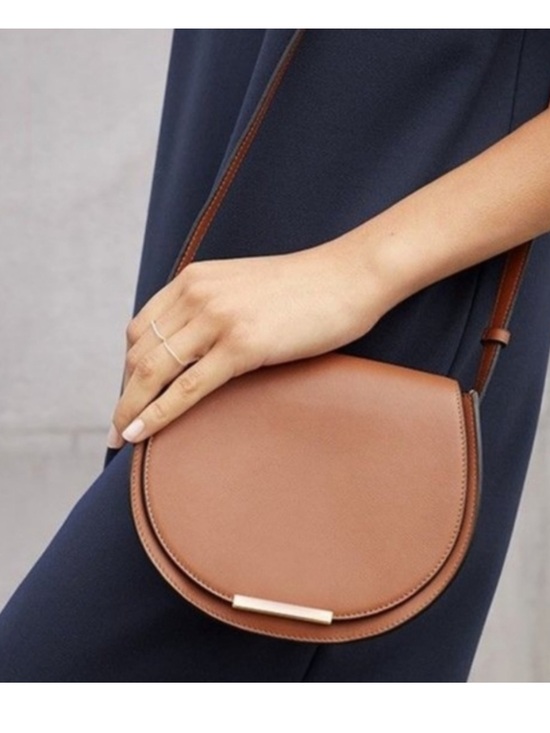 Cuyana Handbags - Cuyana mini flap saddle bag leather crossbody shoulder purse caramel tan camel
